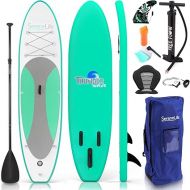 SereneLife Inflatable Stand Up Paddle Board (6 Inches Thick) with Premium SUP Accessories, Seat & Carry Bag | Bottom Fin for Paddling, Surf Control, Non-Slip Deck | Youth & Adult Standing Boat