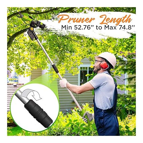  Serenelife Cordless Pruning Shears & Branch Cutter - Electric Pruner with 6 feet of Extension Reach - Rechargeable Battery & .98 IN Cutting Diameter - Ideal for Bushes, Roses, Gardens & Branches