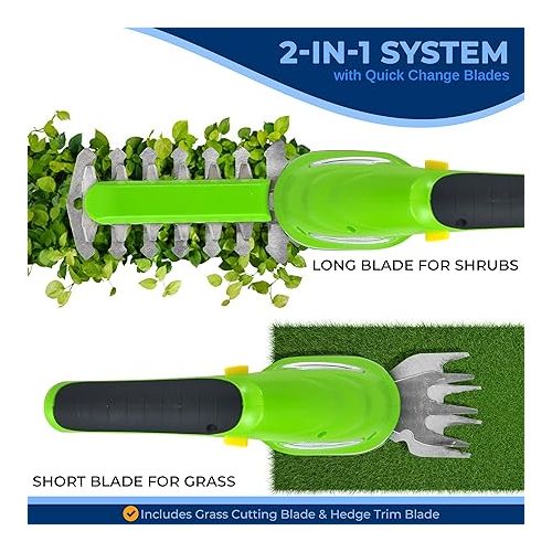  SereneLife Cordless Handheld Grass Cutter Shears, Portable Lightweight Electric Hedge Shrubbery Trimmer, Hand Held Garden Clippers Powered with Rechargeable 3.6V Battery, Changeable Blade Trimmers