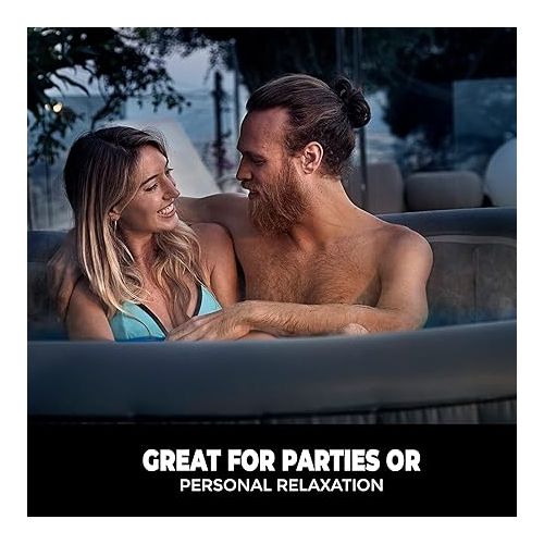  SereneLife Outdoor Portable Hot Tub - 73'' x 73'' x 25'' 6-Person Square Inflatable Heated Pool Spa with 130 Bubble Jets, Filter Pump, Cover, LED Lights, and Remote Control