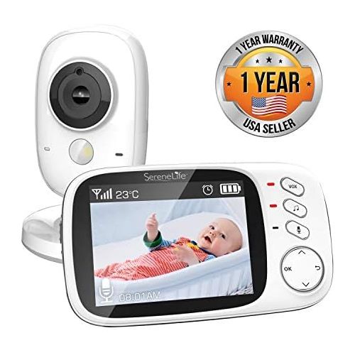  [아마존베스트]SereneLife Video Baby Monitor Long Range - Upgraded 850’ Wireless Range, Night Vision, Temperature Monitoring and Portable 2” Color Screen - Serenelife USA SLBCAM20