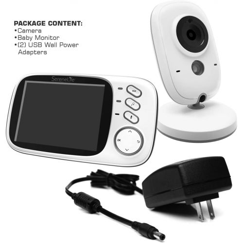  [아마존베스트]SereneLife Video Baby Monitor Long Range - Upgraded 850’ Wireless Range, Night Vision, Temperature Monitoring and Portable 2” Color Screen - Serenelife USA SLBCAM20