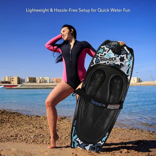  [아마존베스트]SereneLife Water Sport Kneeboard with Hook for Kids & Adults, Kneeboard with Strap for Boating, Waterboarding, Kneeling Boogie Boarding, Knee Surfing