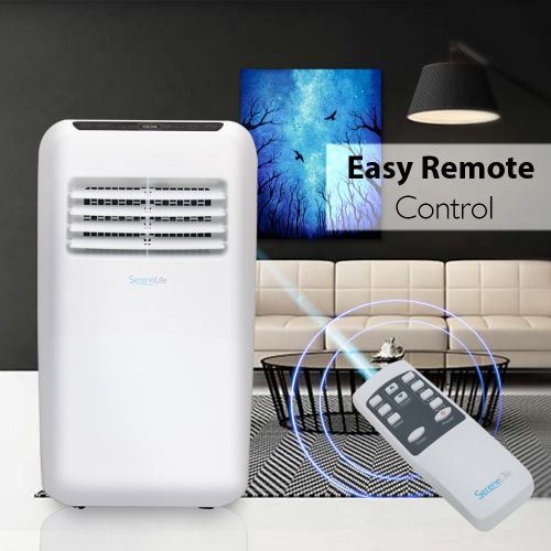  SereneLife 8,000 BTU Portable Air Conditioner, 3-in-1 Floor AC Unit with Built-in Dehumidifier, Fan Modes, Remote Control, Complete Window Mount Exhaust Kit for Rooms Up to 225 Sq.