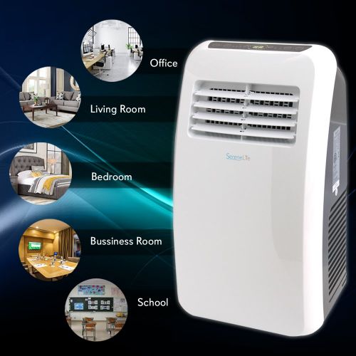  SereneLife 8,000 BTU Portable Air Conditioner, 3-in-1 Floor AC Unit with Built-in Dehumidifier, Fan Modes, Remote Control, Complete Window Mount Exhaust Kit for Rooms Up to 225 Sq.