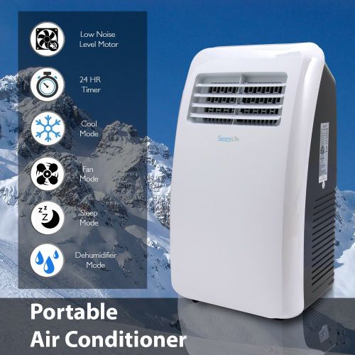  SereneLife 8,000 BTU Portable Air Conditioner, 3-in-1 Floor AC Unit with Built-in Dehumidifier, Fan Modes, Remote Control, Complete Window Mount Exhaust Kit for Rooms Up to 225 Sq.