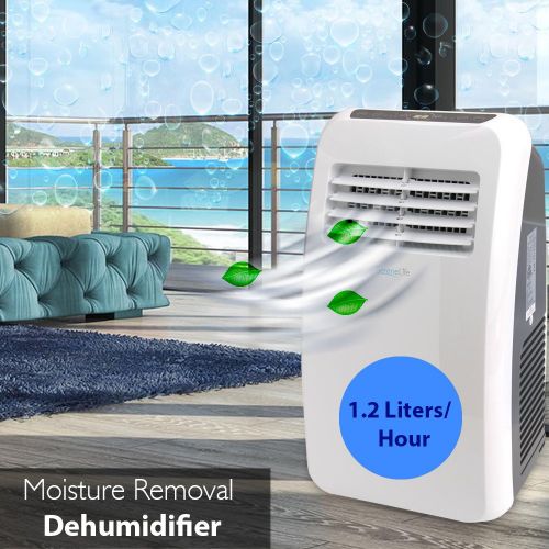  SereneLife 8,000 BTU Portable Air Conditioner, 3-in-1 Floor AC Unit with Built-in Dehumidifier, Fan Modes, Remote Control, Complete Window Mount Exhaust Kit for Rooms Up to 225 Sq.