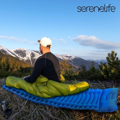  SereneLife Backpacking Air Mattress Sleeping Pad - Self Inflating Waterproof Lightweight Sleep Pad Inflatable Camping Sleeping Mat w/Carrying Bag - for Camping, Backpacking, Hiking - Sereneli