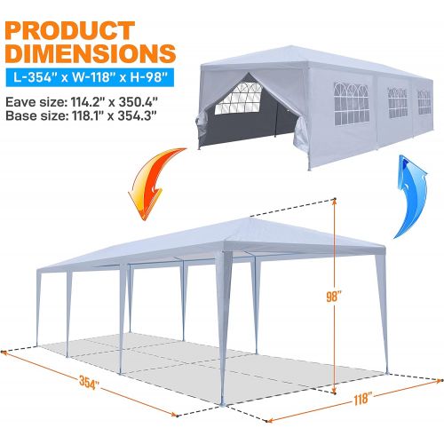  SereneLife SLTET30 Party Commercial Instant Shelter with 4 Walls-Waterproof Tent with 8 Sand Bags, One Size, White