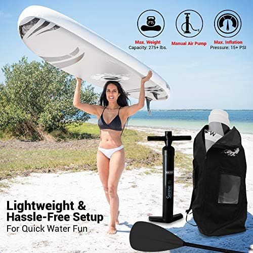  SereneLife Inflatable Stand Up Paddle Board (6 Inches Thick) with Premium SUP Accessories & Carry Bag | Wide Stance, Bottom Fin for Paddling, Surf Control, Non-Slip Deck | Youth &