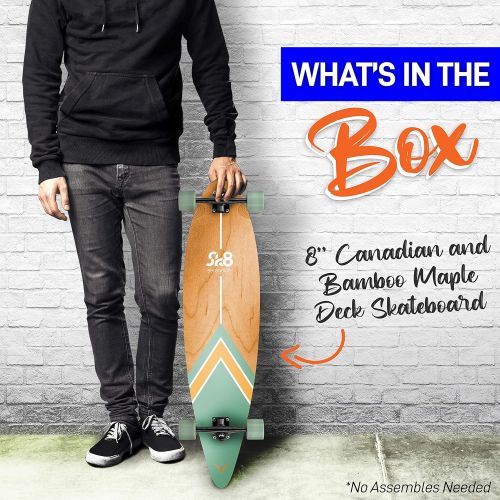  Complete Standard Skateboard Mini Cruiser - 8 Ply Canadian & Bamboo Maple Deck Complete Flat Concave Skate Board W/ 7 Aluminum Trucks - for Kids, Teens, Adults - SereneLife