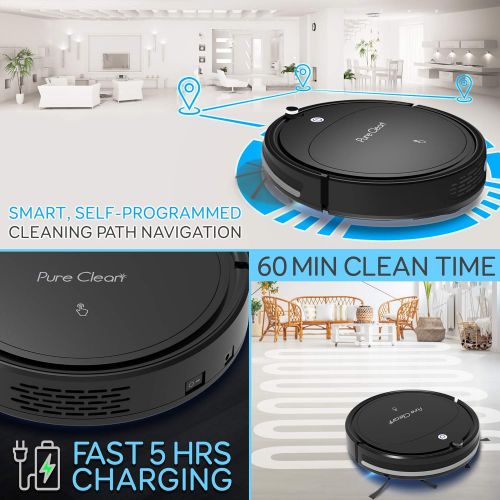  Robot Vacuum Cleaner - Self Charging Robo Vacuum Cleaner - 1200pa Suction, Self Path Navigation, 70 Min Run Time - Carpet Hardwood Linoleum Tile - SereneLife PUCRCX70