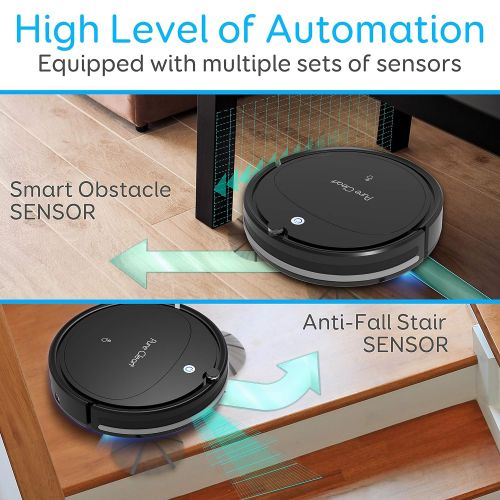  Robot Vacuum Cleaner - Self Charging Robo Vacuum Cleaner - 1200pa Suction, Self Path Navigation, 70 Min Run Time - Carpet Hardwood Linoleum Tile - SereneLife PUCRCX70