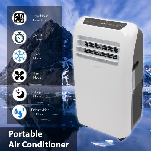  SereneLife SLPAC12.5 Portable Air Conditioner Compact Home AC Cooling Unit with Built-in Dehumidifier & Fan Modes, Quiet Operation, Includes Window Mount Kit, 12,000 BTU, White