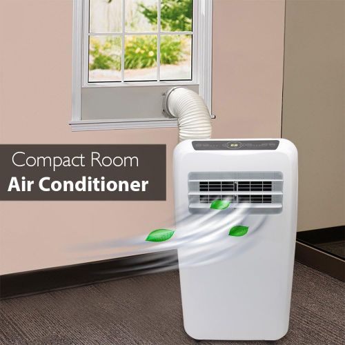  SereneLife SLPAC12.5 Portable Air Conditioner Compact Home AC Cooling Unit with Built-in Dehumidifier & Fan Modes, Quiet Operation, Includes Window Mount Kit, 12,000 BTU, White