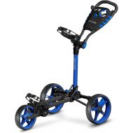 [아마존베스트]3 Wheel Golf Push Cart - Lightweight Folding Golf Walking Push Cart Roller Golf Bag Holder w/ Upper/Lower Bracket w/ Elastic Strap, Scorecard Storage Compartment - SereneLife SLGCF