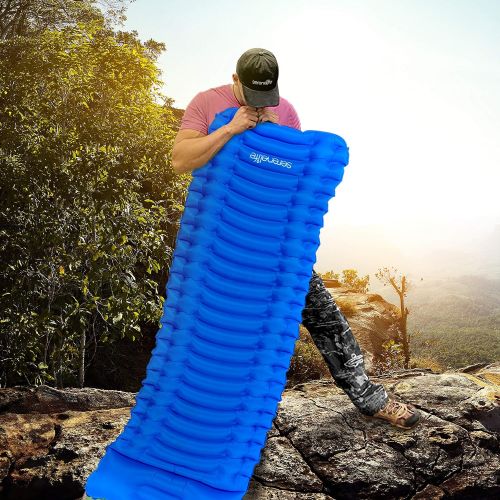  SereneLife Backpacking Air Mattress Sleeping Pad - Self Inflating Waterproof Lightweight Sleep Pad Inflatable Camping Sleeping Mat w/Carrying Bag - for Camping, Backpacking, Hiking - Sereneli