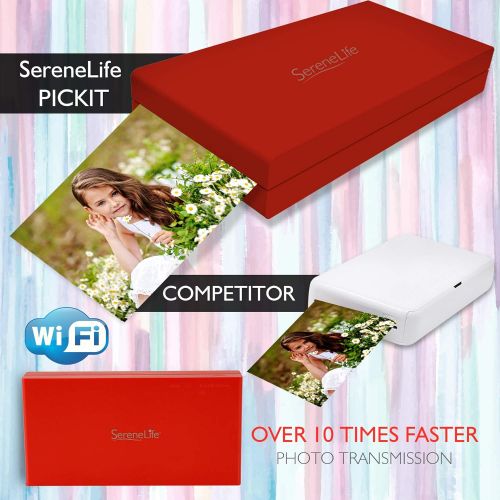  [아마존베스트]SereneLife Portable Instant Mobile Photo Printer - Wireless Color Picture Printing from Apple iPhone, iPad, Android Smartphone Camera - Mini Compact Pocket Size Easy Travel - Seren