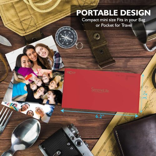  [아마존베스트]SereneLife Portable Instant Mobile Photo Printer - Wireless Color Picture Printing from Apple iPhone, iPad, Android Smartphone Camera - Mini Compact Pocket Size Easy Travel - Seren