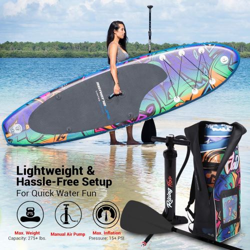  SereneLife Premium Inflatable Stand Up Paddle Board (6 Inches Thick) with SUP Accessories & Carrying Storage Bag | Wide Stance, Bottom Fin for Paddling, Surf Control, Non-Slip Deck