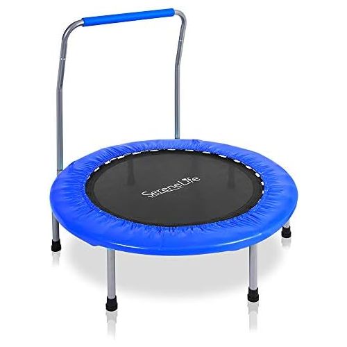  SereneLife Portable & Foldable Trampoline | Cardio Trainer with Handle | Padded Frame Cover and Handle Safe for Kids