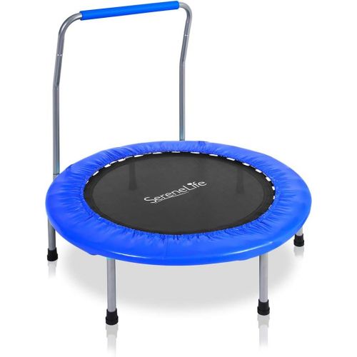  SereneLife Portable & Foldable Trampoline | Cardio Trainer with Handle | Padded Frame Cover and Handle Safe for Kids