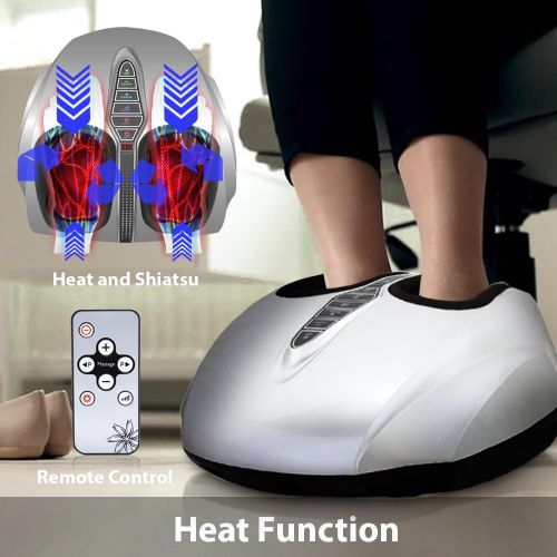  SereneLife SLFTMSG35 Shiatsu Foot Massager | Shiatsu Therapy for Heels, Toes and Ankles | for Pain Relief and Comfort |Heat Function and Different Intensity Levels, with Remote Con