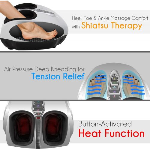  SereneLife SLFTMSG35 Shiatsu Foot Massager | Shiatsu Therapy for Heels, Toes and Ankles | for Pain Relief and Comfort |Heat Function and Different Intensity Levels, with Remote Con