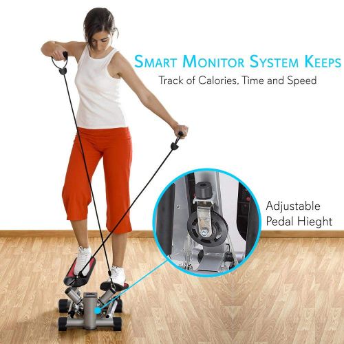  SereneLife Mini Fitness Exercise Machine - Mini Elliptical Foot Pedal Stepper, Step Trainer Equipment wDigital Display for Under Desk Workout, Weight Loss, Fitness & Health at Hom