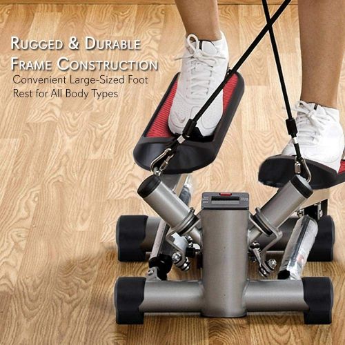  SereneLife Mini Fitness Exercise Machine - Mini Elliptical Foot Pedal Stepper, Step Trainer Equipment wDigital Display for Under Desk Workout, Weight Loss, Fitness & Health at Hom