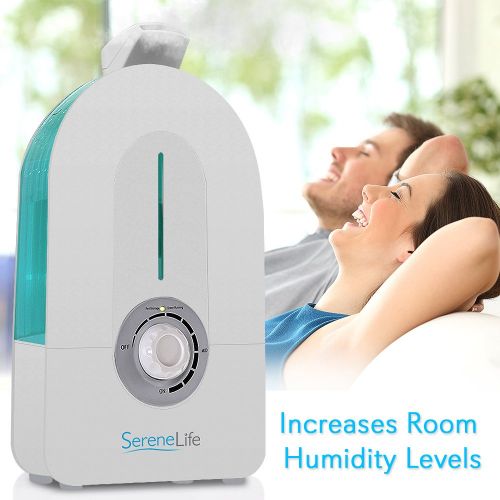  SereneLife Serene Life Cool Mist Ultrasonic Humidifier | Rotating 360° Degree Mist | LED Display 4L1.1 Gallon Capacity, Mist Moisture Level Control | Auto Shut-Off for Home, Office, Baby Roo