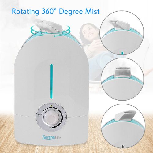  SereneLife Serene Life Cool Mist Ultrasonic Humidifier | Rotating 360° Degree Mist | LED Display 4L1.1 Gallon Capacity, Mist Moisture Level Control | Auto Shut-Off for Home, Office, Baby Roo