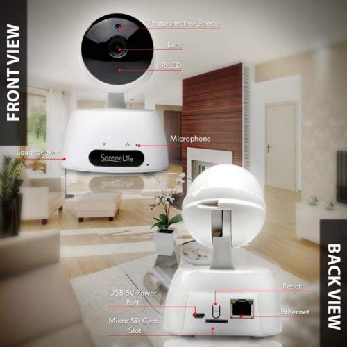  SereneLife Indoor Wireless IP Camera - HD 720p Network Security Surveillance Home Monitoring w Motion Detection, Night Vision, PTZ, 2 Way Audio, iPhone Android Mobile App - PC WiF