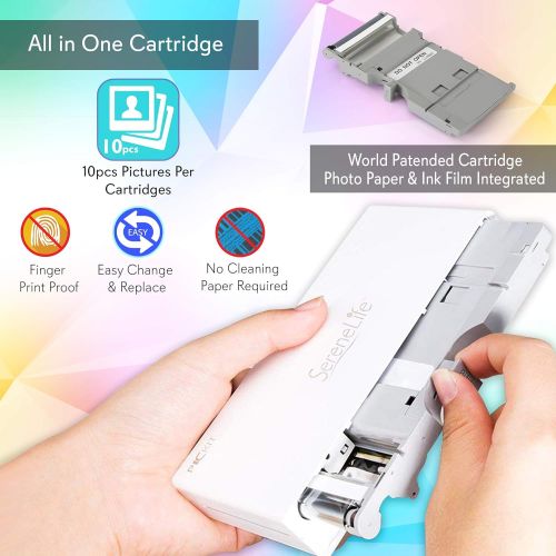  Portable Instant Mobile Photo Printer - Wireless Color Picture Printing from Apple iPhone, iPad or Android Smartphone Camera - Mini Compact Pocket Size Easy for Travel - SereneLife