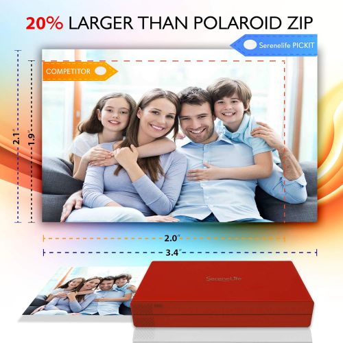  Portable Instant Mobile Photo Printer - Wireless Color Picture Printing from Apple iPhone, iPad or Android Smartphone Camera - Mini Compact Pocket Size Easy for Travel - SereneLife