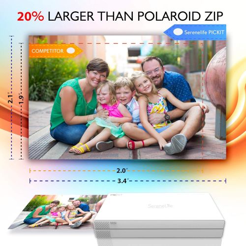  Portable Instant Mobile Photo Printer - Wireless Color Picture Printing from Apple iPhone, iPad or Android Smartphone Camera - Mini Compact Pocket Size Easy for Travel - SereneLife