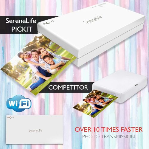  Portable Instant Mobile Photo Printer - Wireless Color Picture Printing from Apple iPhone, iPad or Android Smartphone Camera - Mini Compact Pocket Size Easy for Travel - SereneLife