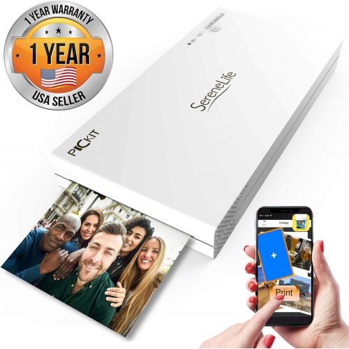  Portable Instant Mobile Photo Printer - Wireless Color Picture Printing from Apple iPhone, iPad or Android Smartphone Camera - Mini Compact Pocket Size Easy for Travel - SereneLife