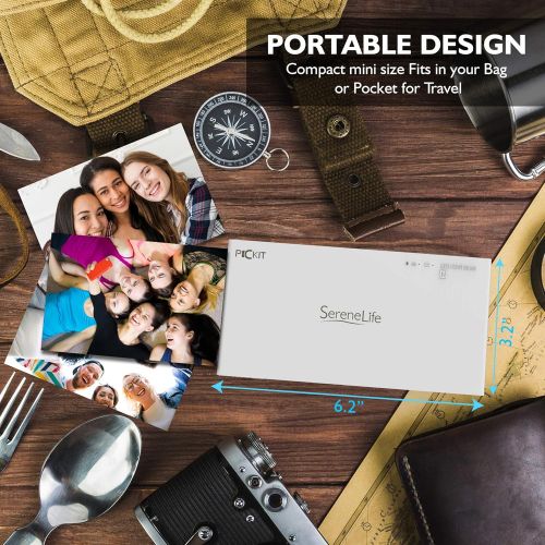  Portable Instant Mobile Photo Printer - Wireless Color Picture Printing from Apple iPhone, iPad or Android Smartphone Camera - Mini Compact Pocket Size Easy for Travel - SereneLife