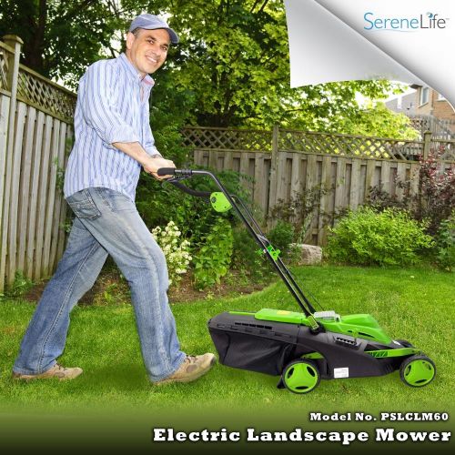  SereneLife Cordless Electric Lawn Mower - Battery Operated, Landscape Edging, 36V Rechargeable Battery, Perfect for Lawns, Gardens, Sidewalks, Walkways - PSLCLM60