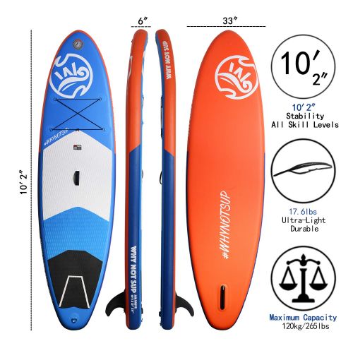  SereneLife Neolife Inflatable Stand Up Paddle Boards | 10.2 Long/11.2 Long | with ISUP Package Waterproof,Repair Kit,Paddle and Hand Pump | Non-Slip Deck Standing Boat for Youth and Adult