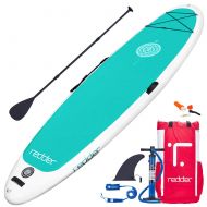 SereneLife redder Inflatable Stand Up Paddle Board Zen 108 Yoga/All Round ISUP with Double Action Hand Pump, 3 Piece Carbon & Fiberglass Paddle, 10 Leash, Backpack Repair Kit