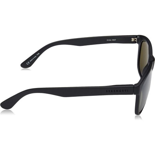  Serengeti 8667 Sunglasses Eyewear Anteo Satin Polarized 555nm Sunglasses, Black