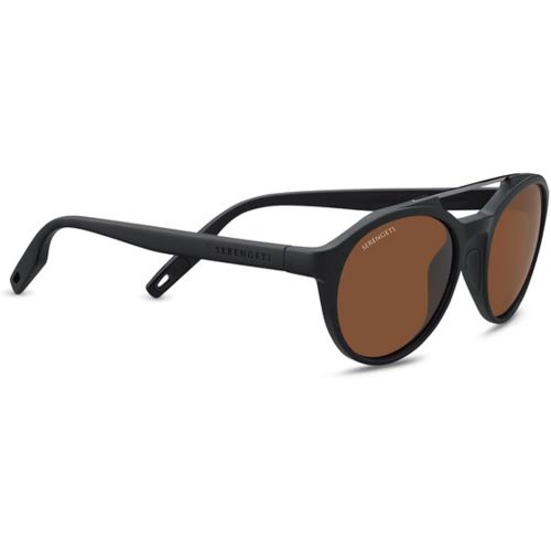  Serengeti Leandro Shiny Dark Gun Polarized Drivers, Satin Black