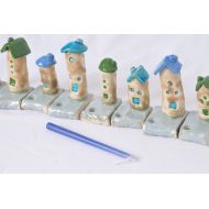 SergioFaingold Menorah, Hanukkah Menorah, Holiday Gift, Handmade Menorah, Ceramic Menorah, colorful tiny houses - Hanukkah Hanukkia Chanukkah Chanukiah