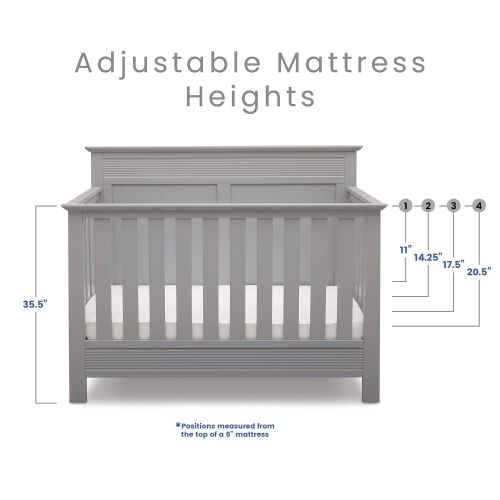  Serta Fall River 4-in-1 Convertible Baby Crib, Grey