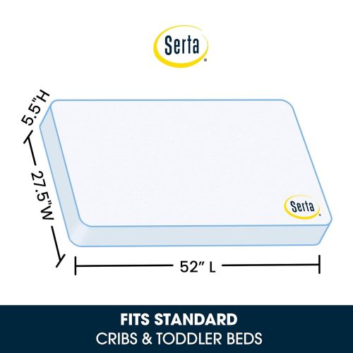  Serta iComfort Dawn Mist Firm Memory Foam Crib and Toddler Mattress | Waterproof | GREENGUARD Gold Certified (NaturalNon-Toxic)