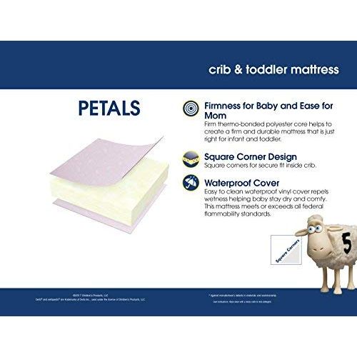  Serta Sertapedic Petals Fiber Core Crib and Toddler Mattress | Waterproof | Lightweight| GREENGUARD Gold Certified (Natural/Non-Toxic), Pink