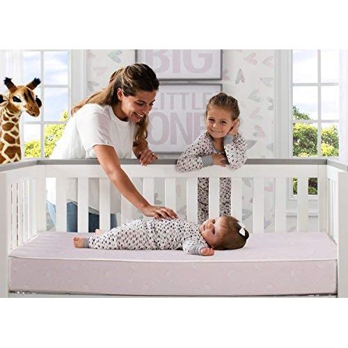  Serta Sertapedic Petals Fiber Core Crib and Toddler Mattress | Waterproof | Lightweight| GREENGUARD Gold Certified (Natural/Non-Toxic), Pink