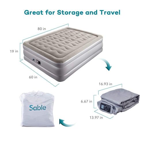  Serta New Sable Raised Queen Pillow Air Mattress with Built-in Electric Pump, Height 19,